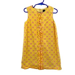 Baby Gap Yellow Cotton Floral Shift Dress Ruffle Front